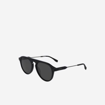 Lacoste Oval Acetate One Top Bridge Sunglasses - Brýle Pánské Černé | CZ-y4hRYZ